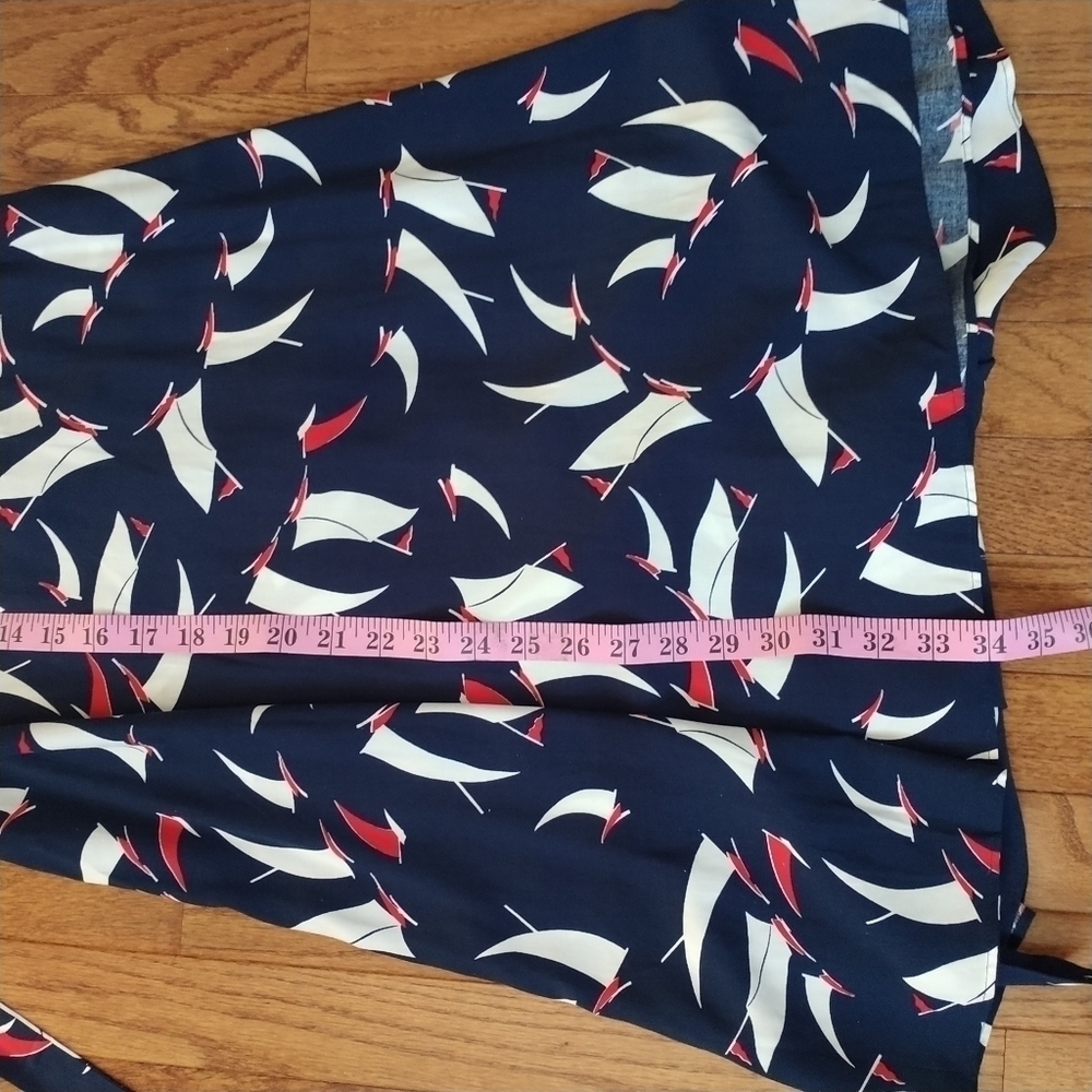 Chaps Nautical Navy Wrap Skirt L - Picture 10 of 10